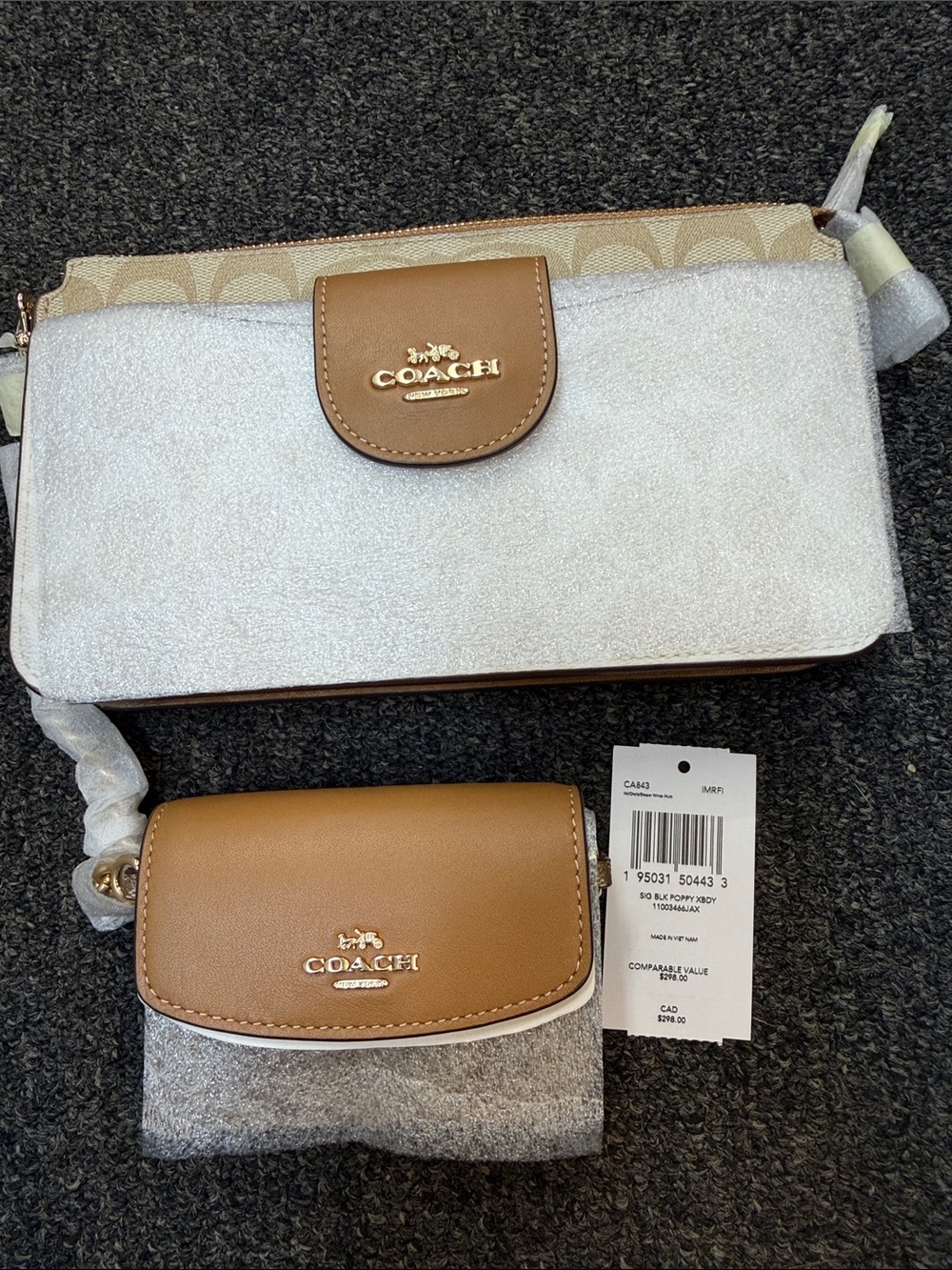 Coach Poppy Crossbody with Card Case in Signature Block Canvas